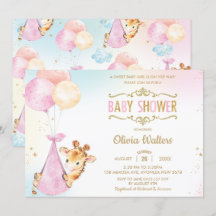 Whimsical Cute Giraffe Globos Chica Baby Shower I