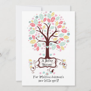 Invitación Whimsical Cute Swirl Flower Flower Tree Baby Photo