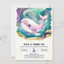 Whimsical Cute Underwater Whale Birday