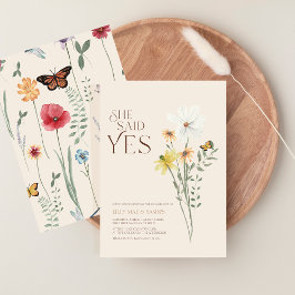 Invitación Whimsical Daisy Wildflower Dijo Sí Compromiso