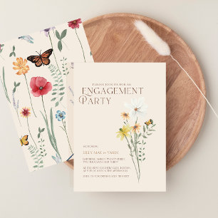 Invitación Whimsical Daisy Yellow Wildflower Engagement Party