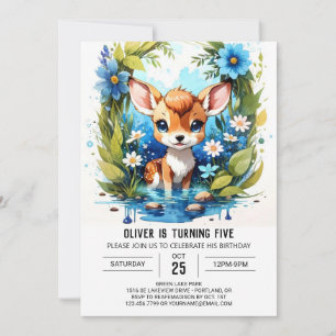 Invitación Whimsical Deer Adventure Boy Cumpleaños