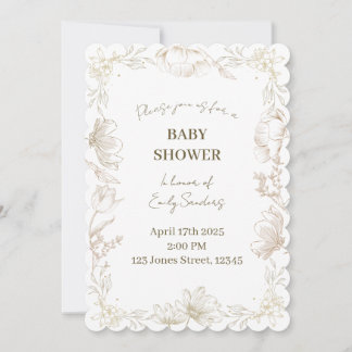 Invitación Whimsical Delft Floral Baby Shower | Gender Reveal