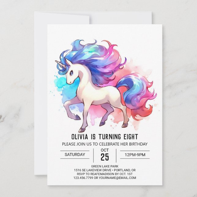 Invitación Whimsical Digital Horse Birday (Anverso)