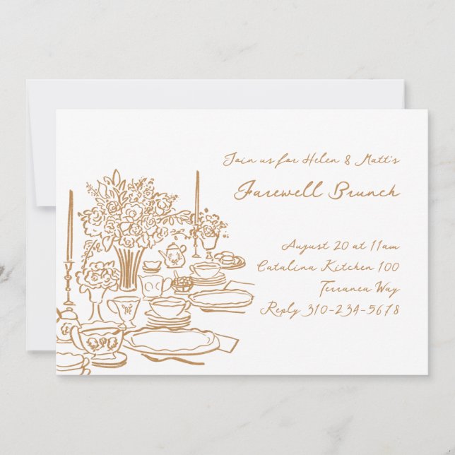 Invitación Whimsical Doodle adiós Brunch (Anverso)