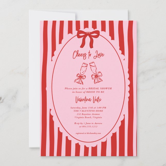 Invitación Whimsical Doodle Cheers to Love Bridal Shower  (Anverso)