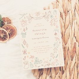 Invitación Whimsical Doodle Cosas Favoritas Navidades Fiesta