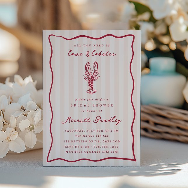 Invitación Whimsical Doodle Lobster Brillante Shower (Subido por el creador)