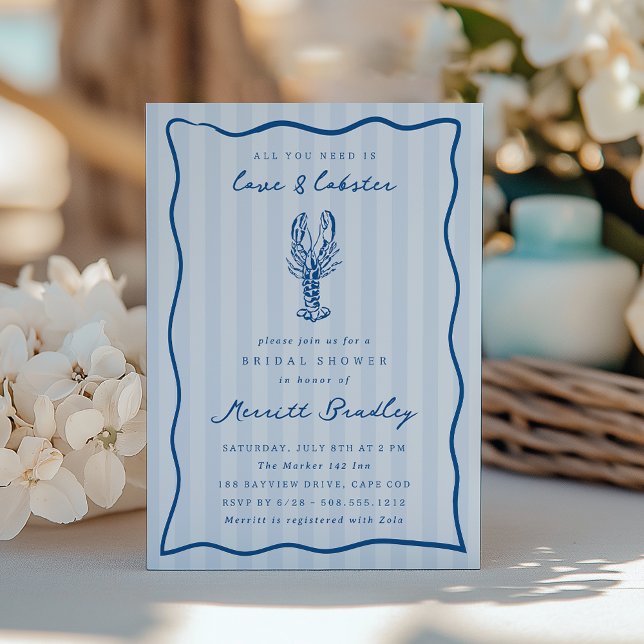 Invitación Whimsical Doodle Lobster Brillante Shower (Subido por el creador)