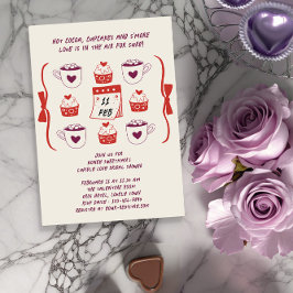 Invitación Whimsical Doodle Sketch Cupcakes and Cocoa