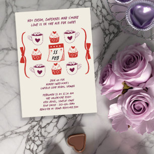 Invitación Whimsical Doodle Sketch Cupcakes and Cocoa