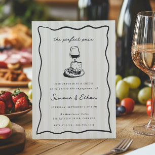 Invitación Whimsical Doodle WIne & Cheese Engagement Party