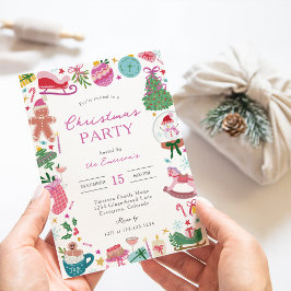 Invitación Whimsical Doodles Christmas Party