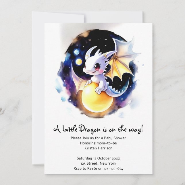Invitación Whimsical Dragon Baby Shower (Anverso)