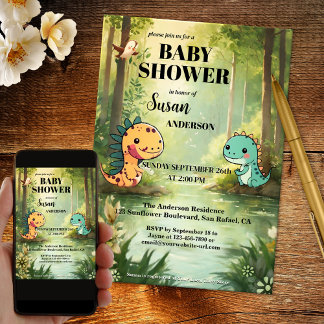 Invitación Whimsical Dragon Jungle Baby Shower
