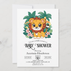 Invitación Whimsical Dreamy Lion Digital Baby Shower