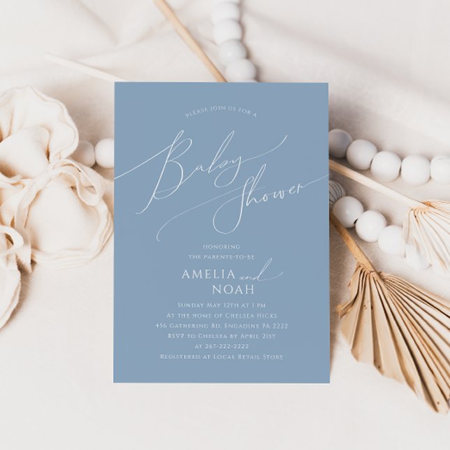 Invitación Whimsical Dusty Blue Couples Baby Shower (Subido por el creador)