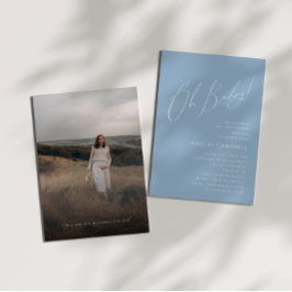 Invitación Whimsical Dusty Blue Oh Bebé! Baby Shower fotográf