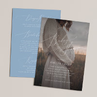 Whimsical Dusty Blue Photo All in One Baby Shower