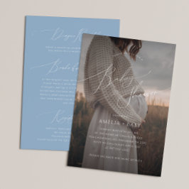 Invitación Whimsical Dusty Blue Photo All in One Baby Shower