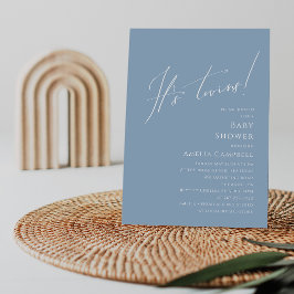 Invitación Whimsical Dusty Blue Son Twins Baby Shower