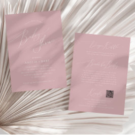 Invitación Whimsical Dusty Rosa | Todo en un Baby Shower