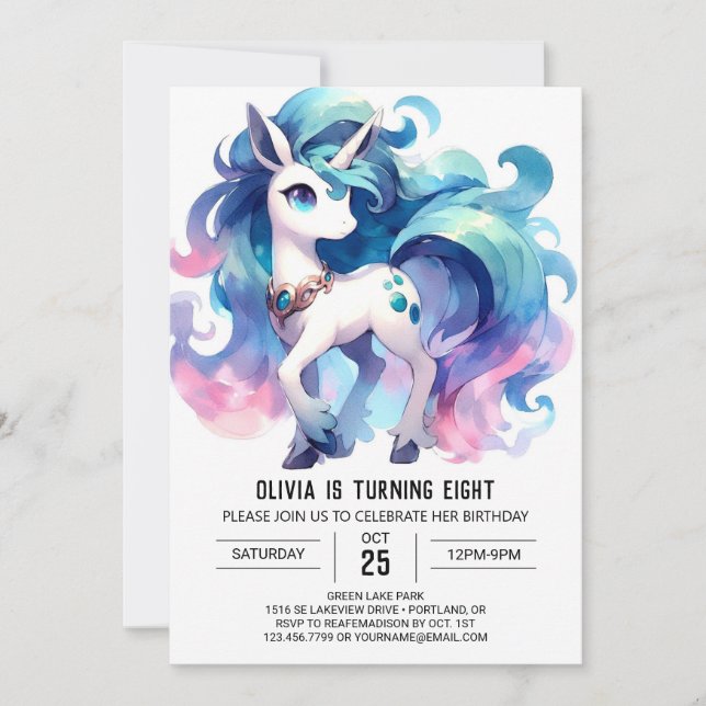 Invitación Whimsical Editable Horse Birday (Anverso)