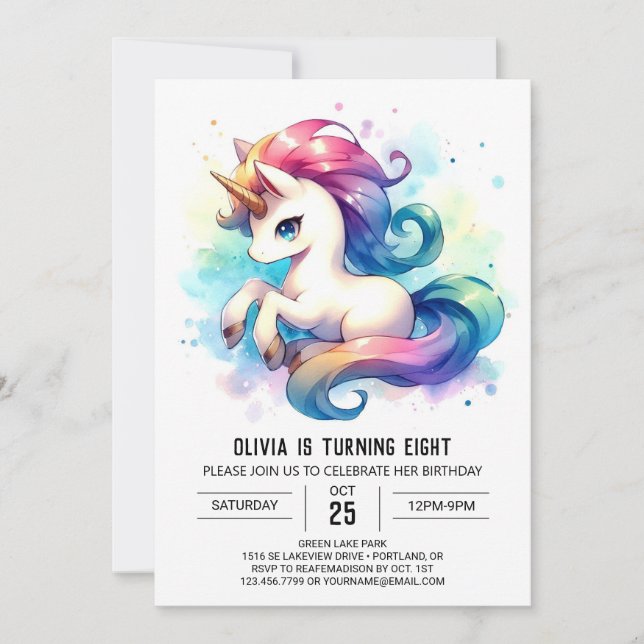 Invitación Whimsical Editable Horse Birday (Anverso)