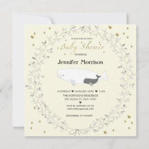 Invitación Whimsical Elegante Beluga Whale Baby Shower