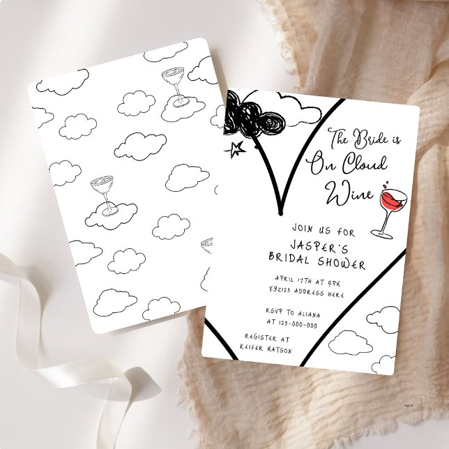 Invitación Whimsical En La Ducha Bridal De Vino Nublero (Subido por el creador)