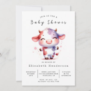 Invitación Whimsical Enchanted Cow Baby Shower