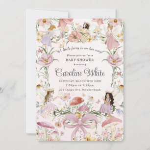 Invitación Whimsical Fairies Baby Shower Flower Meadow Garden
