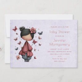 Invitación Whimsical Fairy Doll Retro Cute Baby Shower