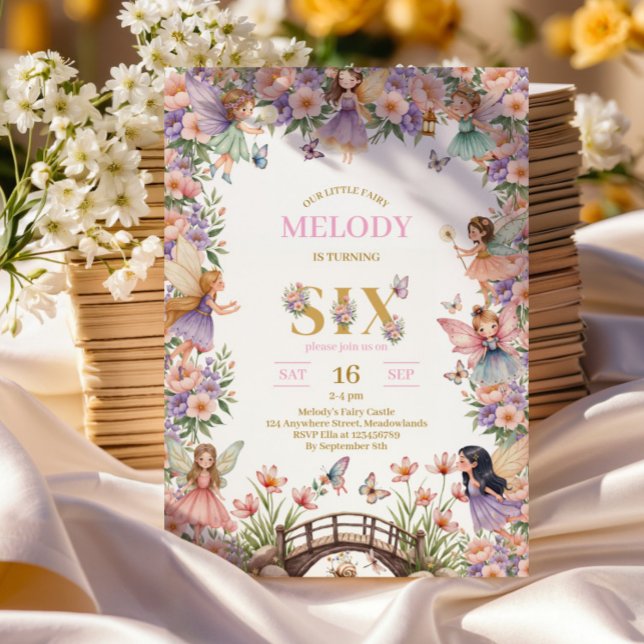 Invitación Whimsical Fairy flower 6th birthday Invitation (Subido por el creador)