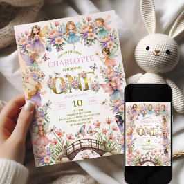 Invitación Whimsical fairy garden 1st birthday Invitation