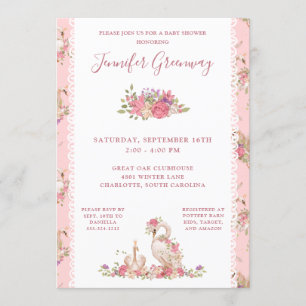 Invitación Whimsical Fairy Tale Swan Baby Shower