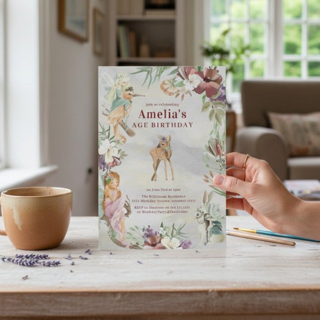 Invitación Whimsical Fairy Woodland Floral Birthday (Subido por el creador)