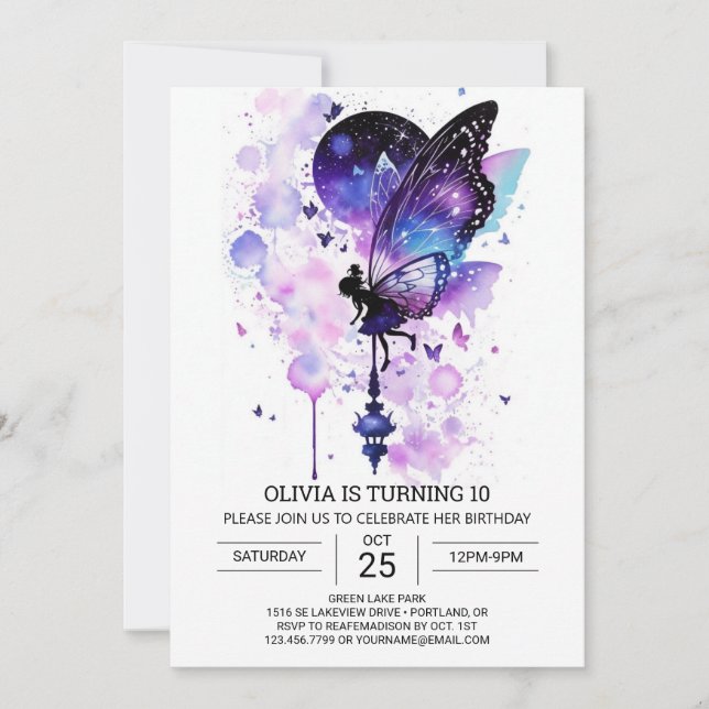 Invitación Whimsical Fairycore Birday Bliss (Anverso)