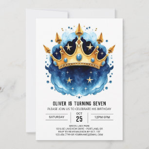 Invitación Whimsical Fairytale Prince Crown Birday