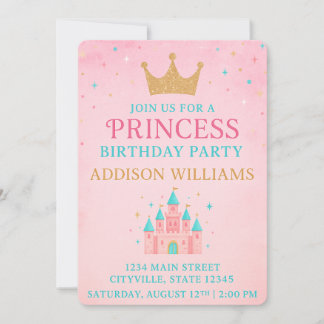 Invitación Whimsical Fairytale Princess Castle Birday