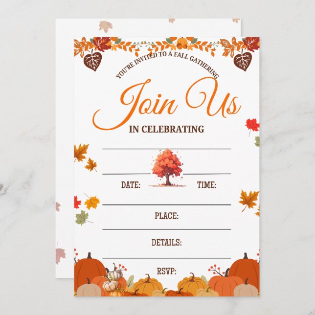 Invitación Whimsical Fall Gathering Invitation (Anverso / Reverso)