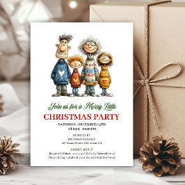 Invitación Whimsical Family Cartoon Modern Christmas Card