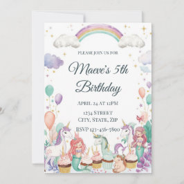 Invitación Whimsical Fantasy Creatures Kids Birthday Party
