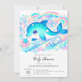 Invitación Whimsical Fantasy Dolphin Baby Shower