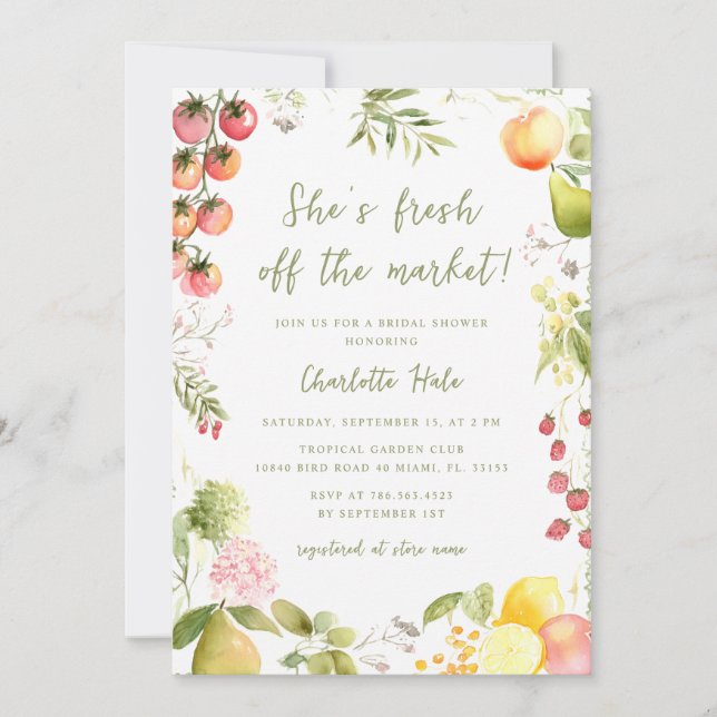 Invitación Whimsical Farmers Off the Market Bridal Shower (Anverso)
