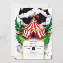 Invitación Whimsical Festial Circo Cumpleaños