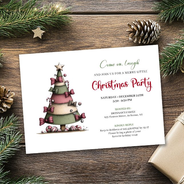 Invitación Whimsical festive tree modern holiday invitation (Whimsical festive tree modern holiday invitation)