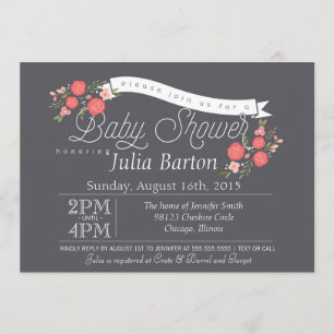 Invitación Whimsical Floral Baby Shower Invitación, Rosey