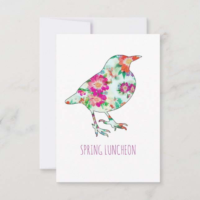 Invitación Whimsical Floral Bird Luncheon anual (Anverso)