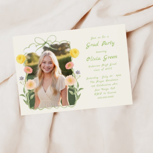 Invitación Whimsical Floral Frame Graduation Invitation (Subido por el creador)